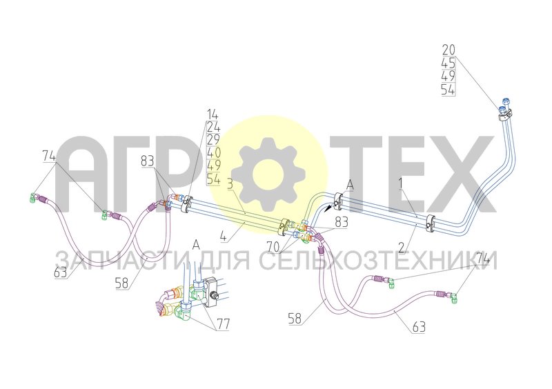 Гидрооборудование моста управляемых колес (161.09.11.200) (№88 на схеме)